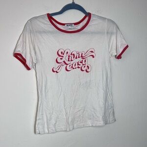Mate The Label Retro Red & White Graphic T Shirt Livin Easy Tee